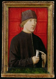 Porträtt av en man som håller en rulla, ca 1480-1510 av French School