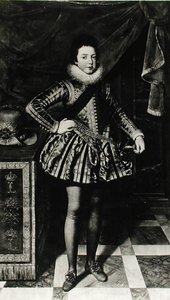 Porträtt av spädbarnet Ludvig XIII (1601-43) kung av Frankrike och Navarra, ca 1611 (olja på duk) (s/v foto) av French School