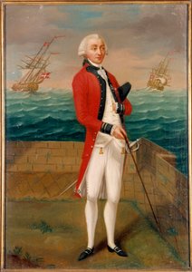 Porträtt av riddaren av Favray (1706-1791) officer i galererna på Malta Målning av den franska skolan. 1700-talets Paris, museum för Legion d