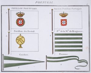 Portugisiska flaggor, från en fransk flaggbok, c.1819 av French School