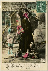 Vykort: Happy Christmas, Mary (tryckt papper) av French School