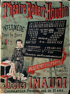 Affisch som annonserar Jacques Inaudis framträdande (1867-1939) på Theatre Robert Houdin, Paris, 1878