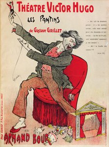Affisch för Les Pantins av Gustave Grillet på Theatre Victor Hugo, sent 1800-tal