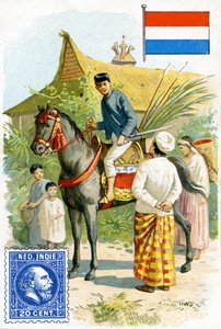 Brevbärare levererar ett brev i Nederländska Ostindien, sent 1800-tal av French School