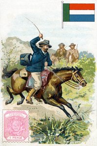 Brevbärare som levererar posten i Transvaal, sent 1800-tal av French School