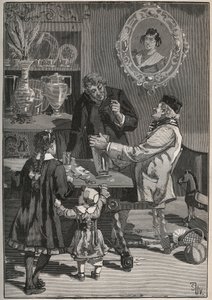 Potichomy, en 1800-talsprocess för att imitera porslinsvaser från Kina och Japan. Gravyr från 1880 i "" Les arts et metiers illustres"" av Adolphe BITARD. av French School
