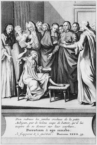 Övning av assistans och mirakulös helande av Aubigan, illustration från La verite des miracles de M. de Paris... av Louis Basile Carre de Montgeron (1686-1754) 1737 av French School