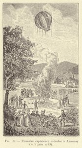 Första experimentet utfört på Annonay (5 juni 1783) (gravyr) av French School