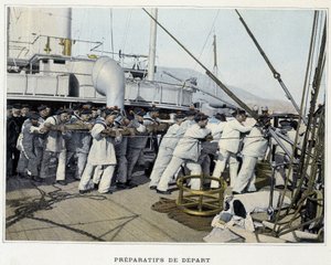 Förberedelser för avresa - i ""Militärt album - Navy: Life on board" av French School