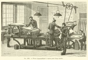 Ångtypografisk press för dubbeltryck (gravyr) av French School
