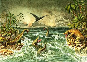 Primitiv värld (med dinosaurier) - Sekundär period av förhistoria av French School