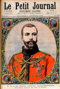 Prins Nicholas Alexandrovich, arvtagare till den ryska tronen (blivande kejsare och tsar Nicholas II) Prins Nicholas Alexandrovich, storhertig av Rysslands tron. Illustration för Le Petit Journal av French School