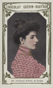 Prinsessan Helene, av Serbien (färgat foto) av French School
