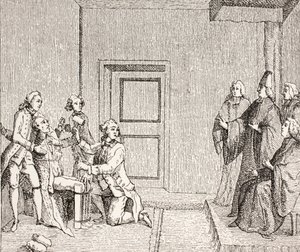 Fånge som genomgår tortyr av Brodequin, 1875 av French School