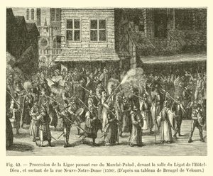 Procession av förbundet som passerar rue du Marche-Palud, framför Salle du Legat de l