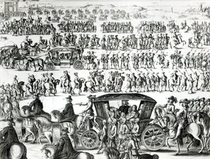 Procession av den unge kungen Ludvig XIV:s inträde som barn i staden Paris den 18 augusti 1649, detalj av French School