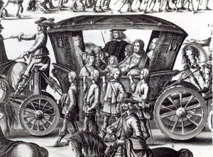 Procession av den unge kungen Ludvig XIV:s inträde som barn i staden Paris den 18 augusti 1649, detalj av French School