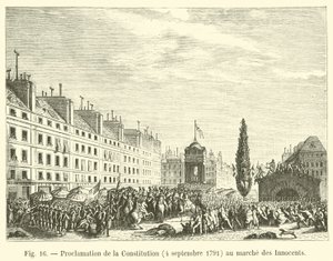 Konstitutionens kungörelse, 4 september 1791, vid de oskyldigas marsch av French School