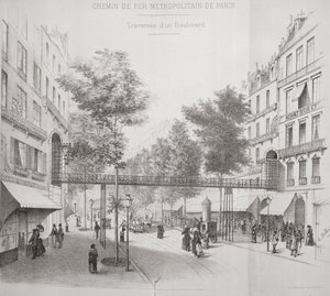 Projekt för ett överjordiskt tunnelbanesystem i Paris, 1886 av French School