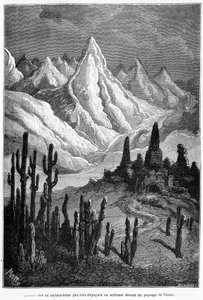 Imaginär projektion av ett landskap av Venus - i "Les Terres du Ciel"" av Camille Flammarion, red. Marpon & Flammarion, Paris av French School