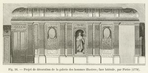 Dekorationsprojekt för galleriet av berömda män; sidoansikte, av Pietre, 1778 av French School