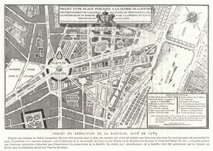 Förslag till ett offentligt torg tillägnat Ludvig XVI av Frankrikes ära, Paris, 1784 av French School