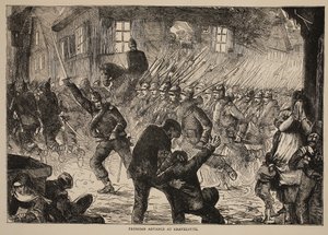 Preussisk frammarsch vid Gravelotte, illustration från Cassells historia om kriget mellan Frankrike och Tyskland, 1870-1871 av French School
