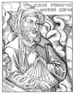 Ptolemaios (Claudius Ptolemaeus) (ca 90-168) håller i en sextant av French School