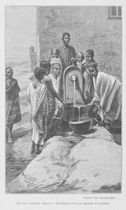 Offentlig fontän i Senegal, illustration från "Le Senegal..." av Louis Leon Faidherbe, 1889 av French School