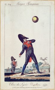 Elev av Lycee Napoleon Playing Ball, ca 1805 (färggravyr) av French School
