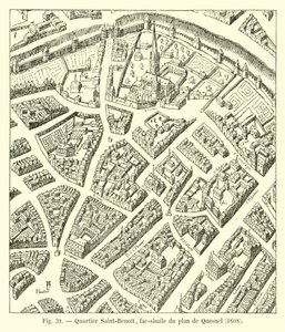Saint-Benoit-distriktet, faksimil av kartan över Quesnel, 1608 av French School