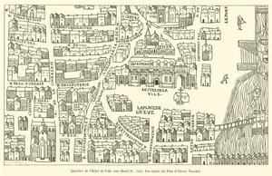 District of Hôtel de Ville under Henri II, 1550, Faksimil av planen av Olivier Truchet av French School