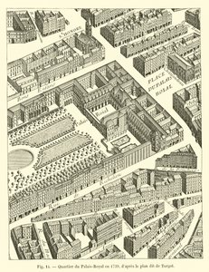 Palais-Royal distriktet 1739, enligt den så kallade planen för Turgot av French School