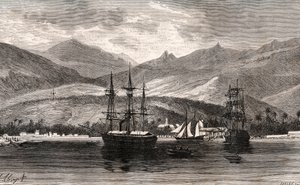 Rade de Taiti - Tahiti - gravyr i "La France illustrée: geografi, historia, statistisk administration" av V.A. Malt-Brown. 1884 av French School
