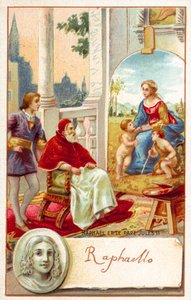 Rafael och påven Julius II (chromolitho) av French School