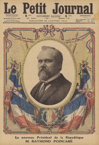Raymond Poincare, franska republikens ny president (färg litho) av French School