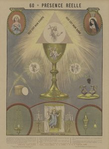 Kristi verkliga närvaro i nattvarden (färg litho) av French School