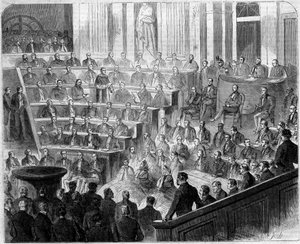 Mottagning av Henri Lacordaire (1802-1861), fransk präst och dominikan, vid Academy Francaise, 24 januari av French School
