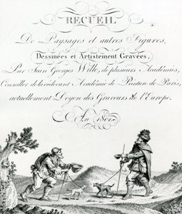 Samling av landskap och andra figurer, tecknade och konstnärligt graverade av Johann Georg Wille av French School