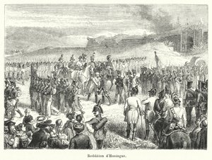 Surrender of Huningue (gravyr) av French School