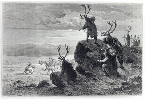 Renjakt i stenåldern, illustration från LHomme Primitif, av Louis Figuier (1819-94) utgiven av Hachette, 1870 av French School