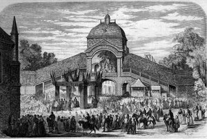 Religiös ceremoni - 15 augusti 1858: Mässa av antagande Celebree vid altaret för Pelerins av Saint Anne d
