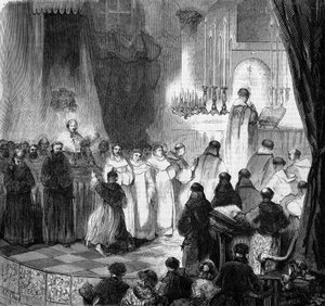 Religiös ceremoni: Saint Dominiques fest (8 augusti) firas i den gamla kyrkan Carmes i Paris av French School