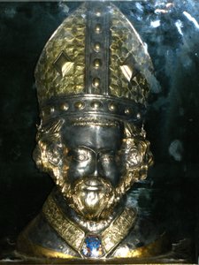 Relikviehuvud av St. Polycarp (silver och guld) av French School