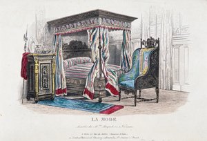 Interiör i renässansstil reviderad och tolkad i smaken av Napoleon III-eran, gravyr från tidningen La Mode (Fashion), Frankrike av French School
