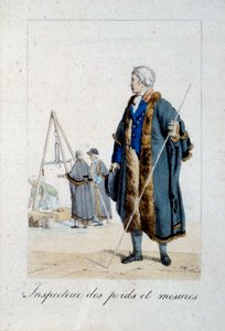 Representation av en inspektör av vikter och mått. av French School