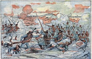 Representation av slaget vid Austerlitz, eller slaget om de tre kejsarna, den 1805-12-02. av French School