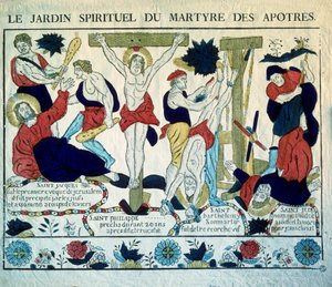 Föreställning av martyrerna från Apoles Saint James, Saint Philip, Saint Barthelemy och Saint Jude" Gravyr från 1800-talet. Paris, Museet för folkkonst och folktraditioner av French School