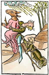 Representationer av demoner och lamies hämtade från demonologibranschen "De lamiis et phitonicis mulieribus" (Häxorna och spåmännen) av Ulrich Molitor redigerad av Johan Pruss (aktiv ca 1488-1493). 1499. Paris. Dekorativ konst av French School