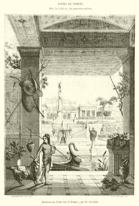Restaurering av utsikten över Pompeji (gravyr) av French School